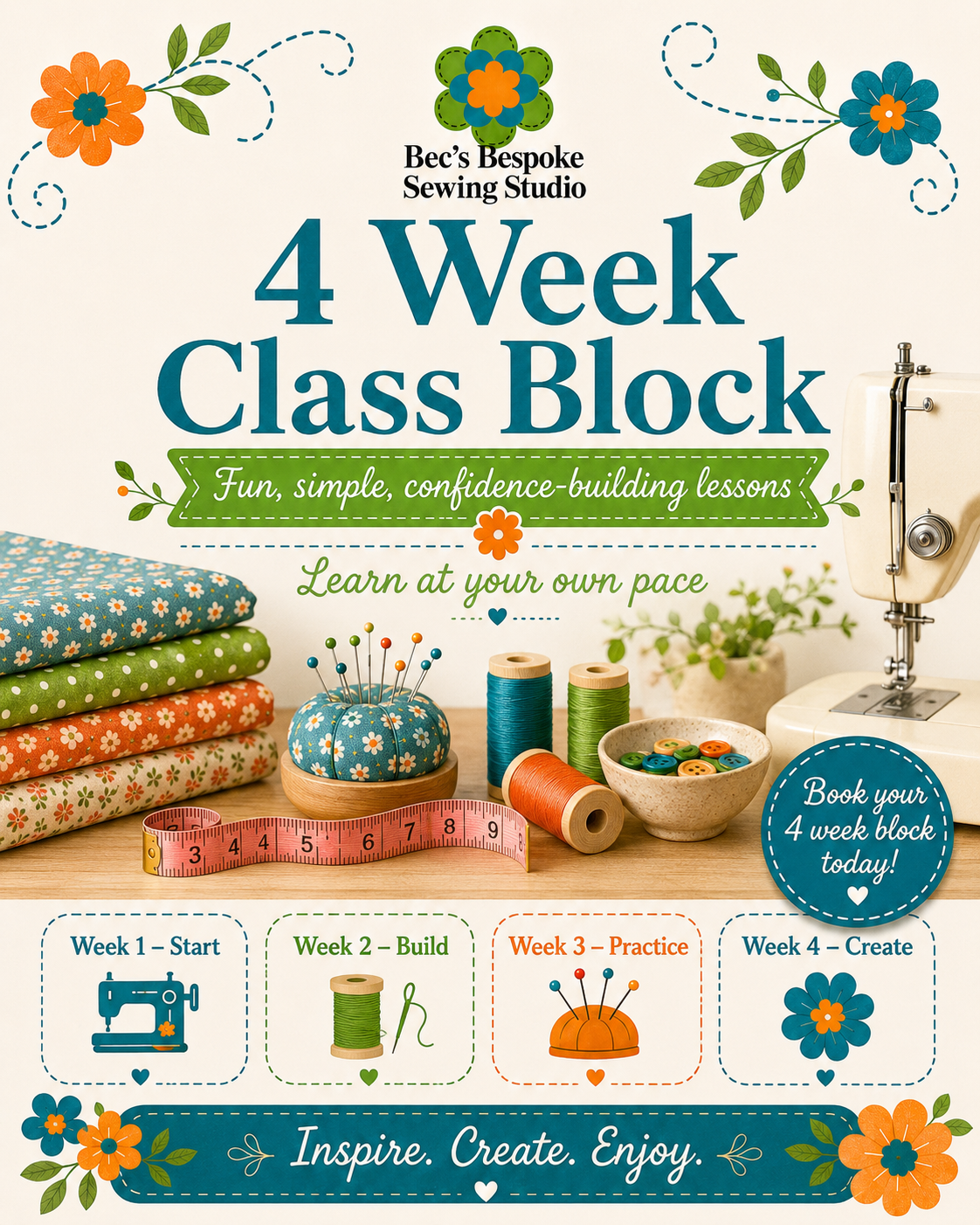 ✨ 4 Week Beginners Sewing Class Block ✨