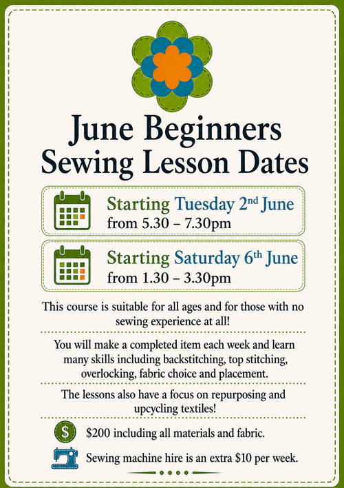 ✨ 4 Week Beginners Sewing Class Block ✨